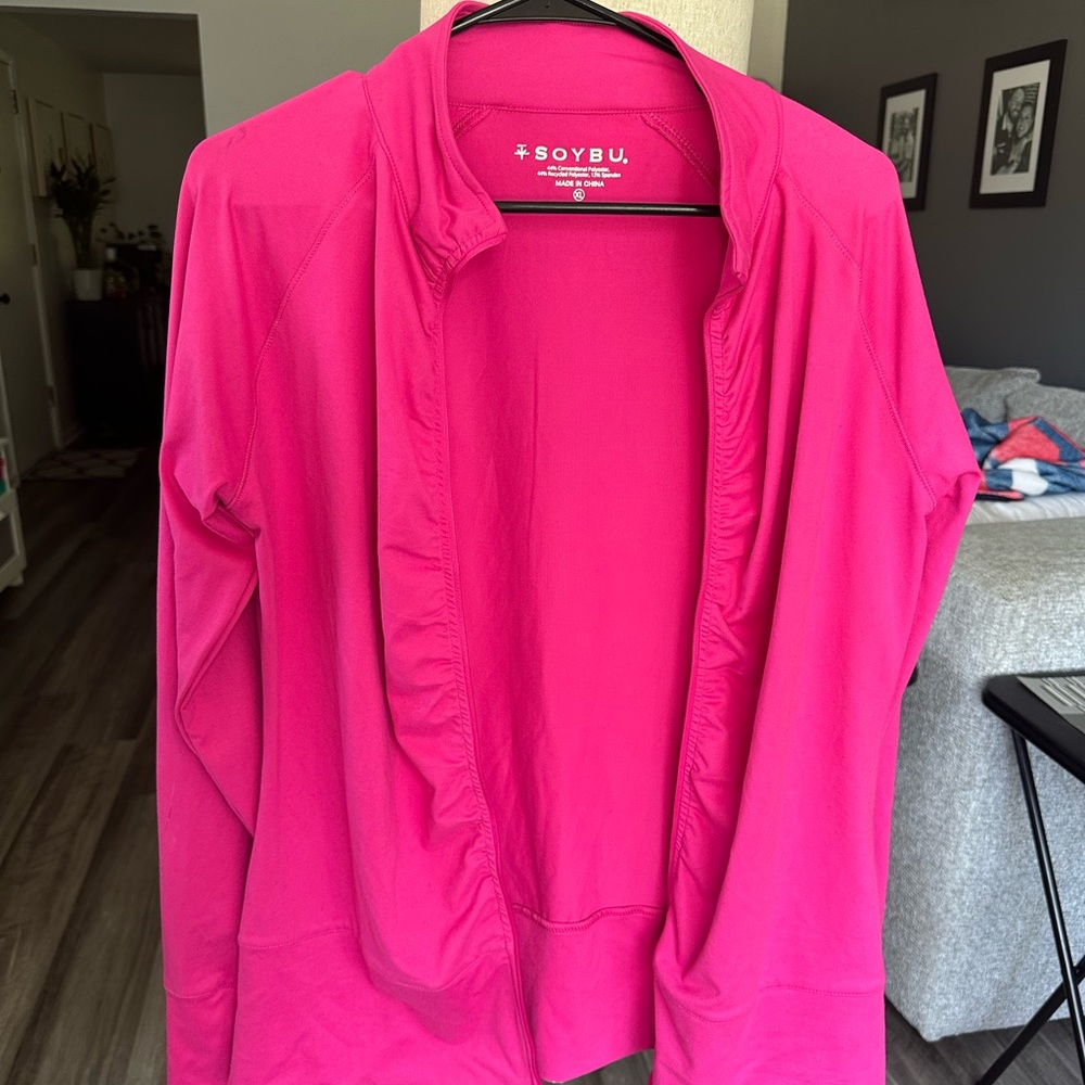 Soybu Fuchsia Open Front Fitted Zip-Up